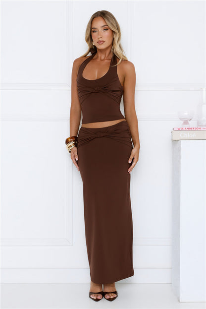 Not Your Business Maxi Skirt Brown