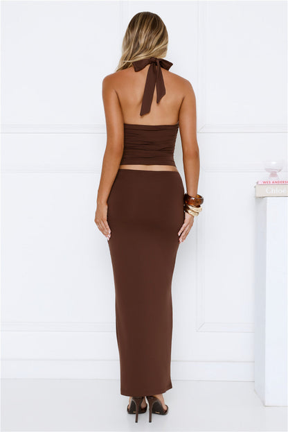 Not Your Business Maxi Skirt Brown