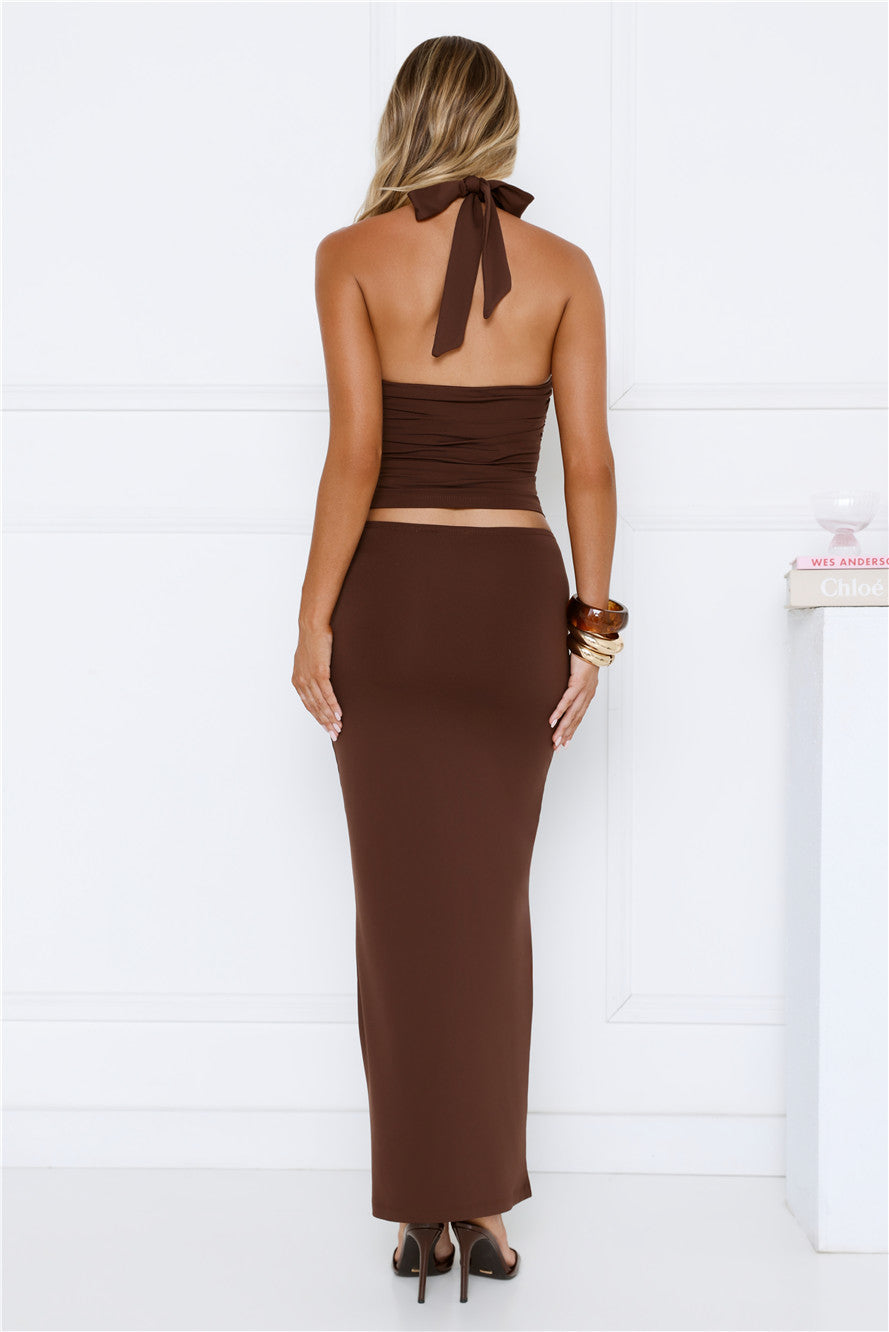 Not Your Business Maxi Skirt Brown