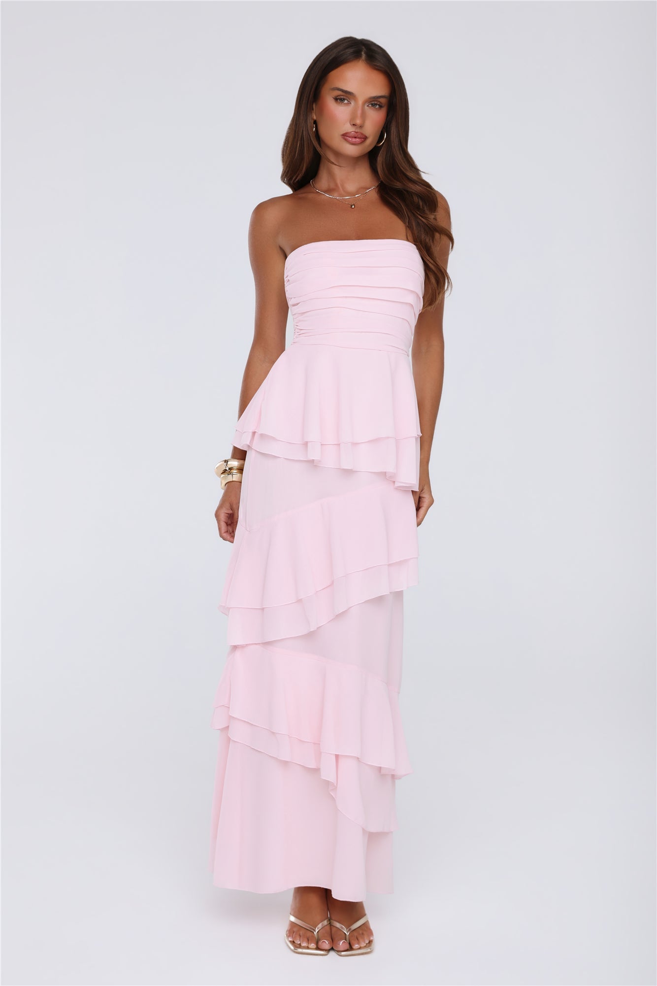 Dressed To Be Seen Strapless Maxi Dress Pink