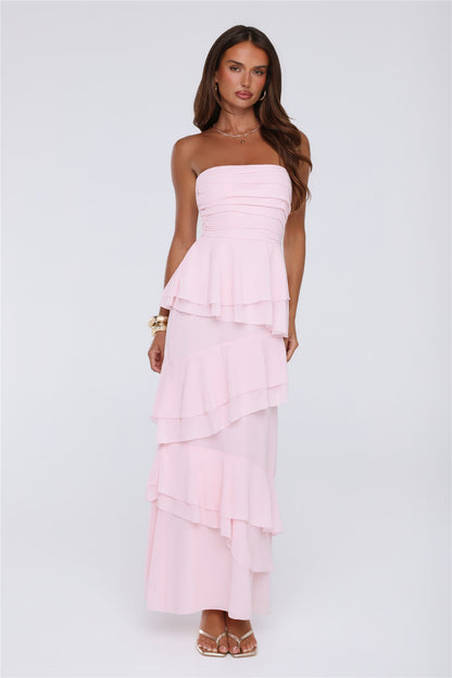 Dressed To Be Seen Strapless Maxi Dress Pink