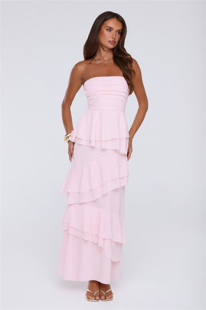 Dressed To Be Seen Strapless Maxi Dress Pink