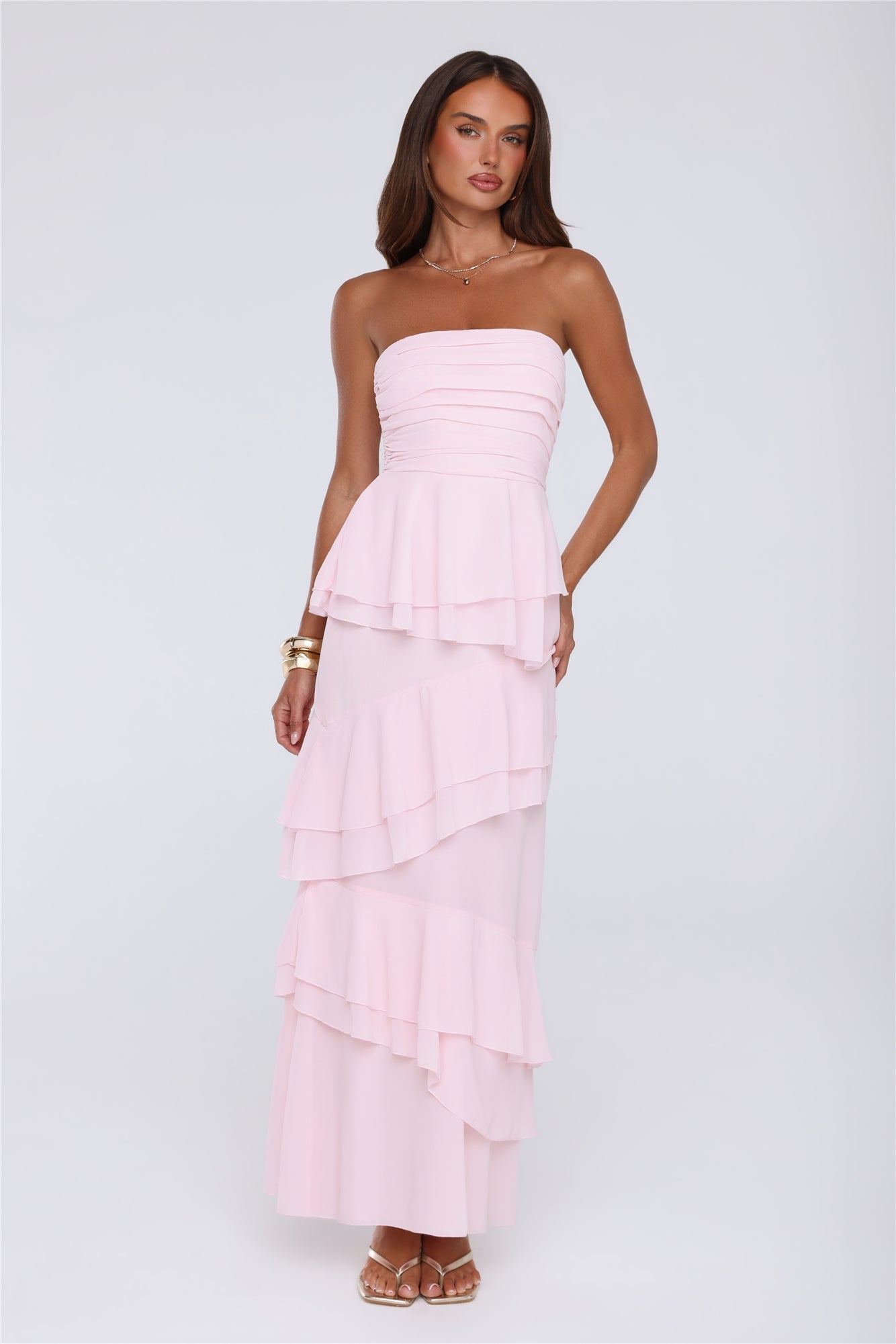 Dressed To Be Seen Strapless Maxi Dress Pink