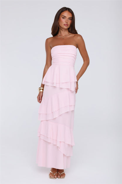 Dressed To Be Seen Strapless Maxi Dress Pink