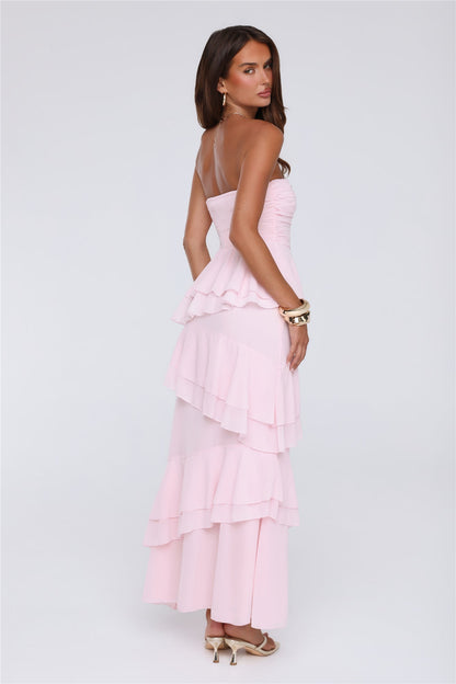Dressed To Be Seen Strapless Maxi Dress Pink