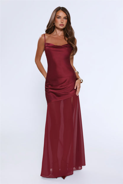Nighttime Spark Maxi Dress Wine
