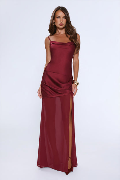 Nighttime Spark Maxi Dress Wine