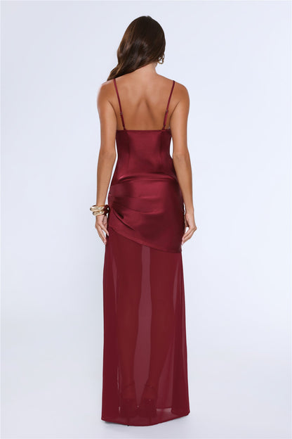 Nighttime Spark Maxi Dress Wine
