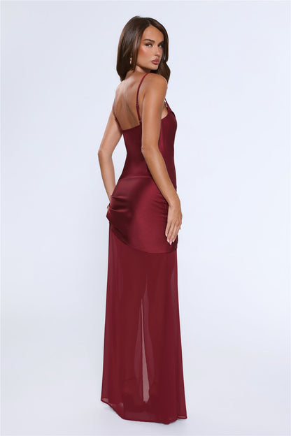 Nighttime Spark Maxi Dress Wine
