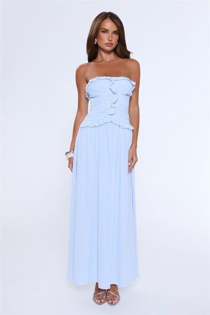 Hour Whispers Strapless Maxi Dress Blue