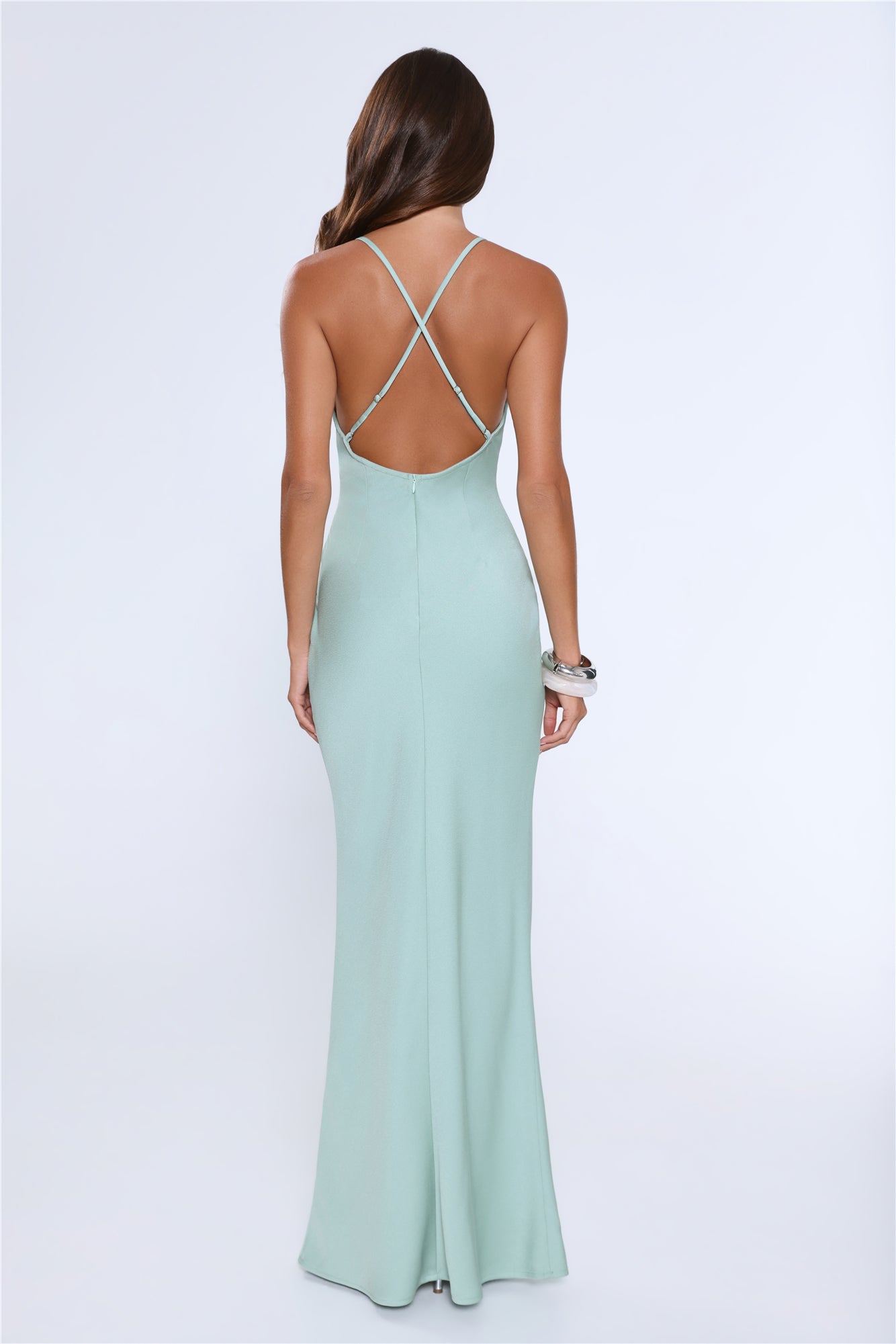 Midnight Luxe Satin Maxi Dress Sage