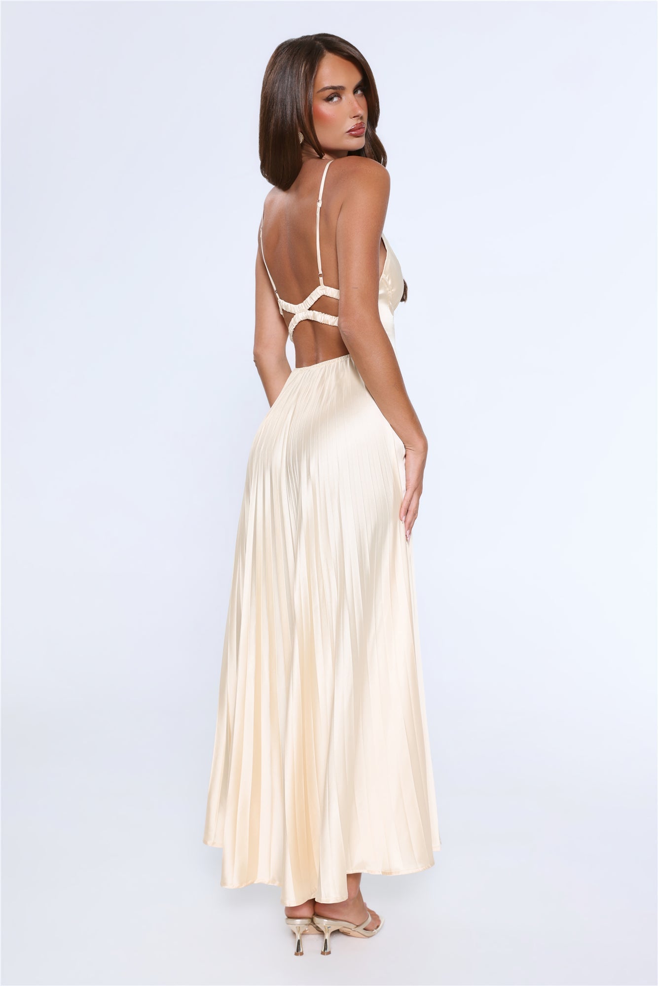 Elegance Found Pleated Maxi Dress Yellow