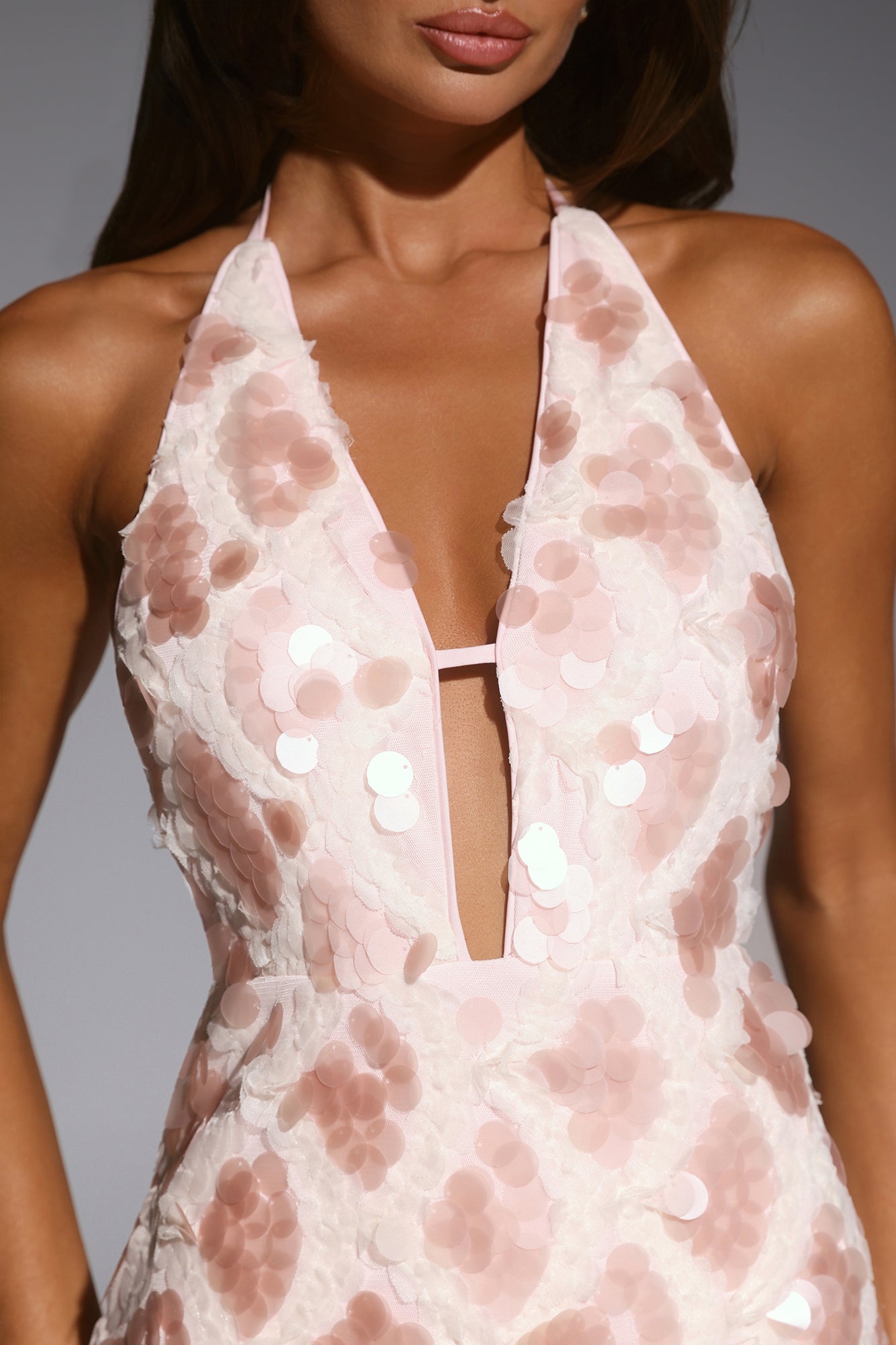 Mysterious Vibe Halter Sequin Mini Dress Pink