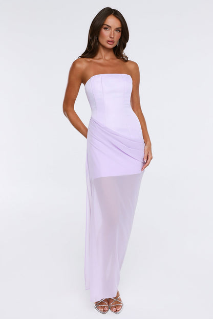 Tropic Sunset Strapless Maxi Dress Lilac