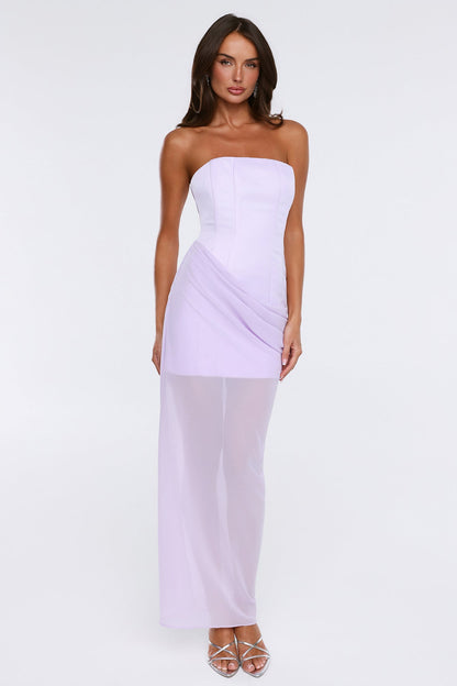 Tropic Sunset Strapless Maxi Dress Lilac