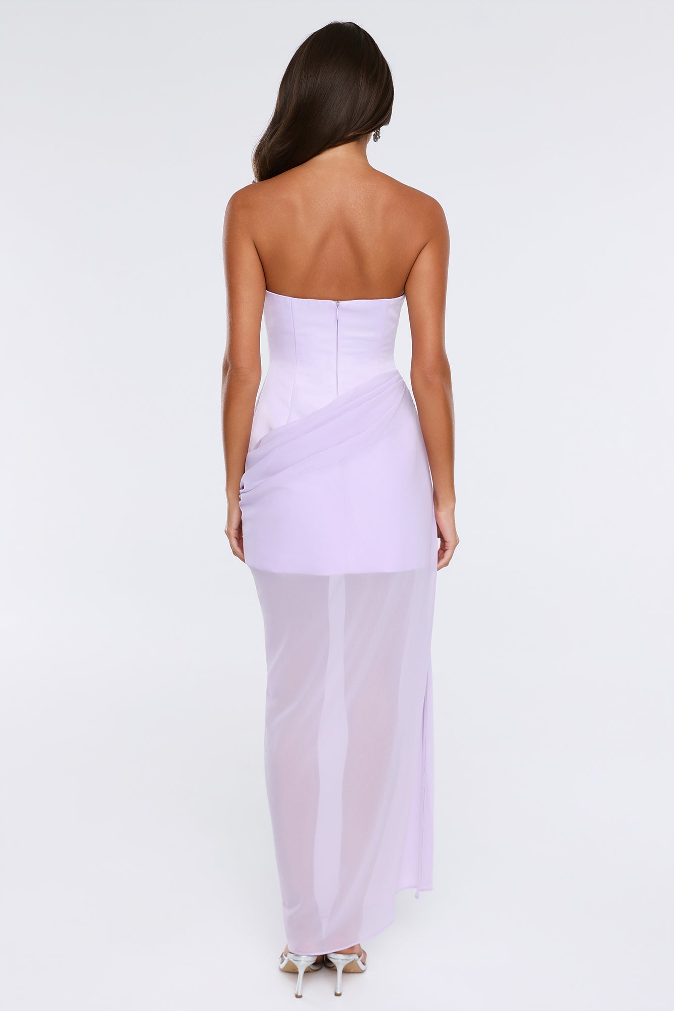 Tropic Sunset Strapless Maxi Dress Lilac