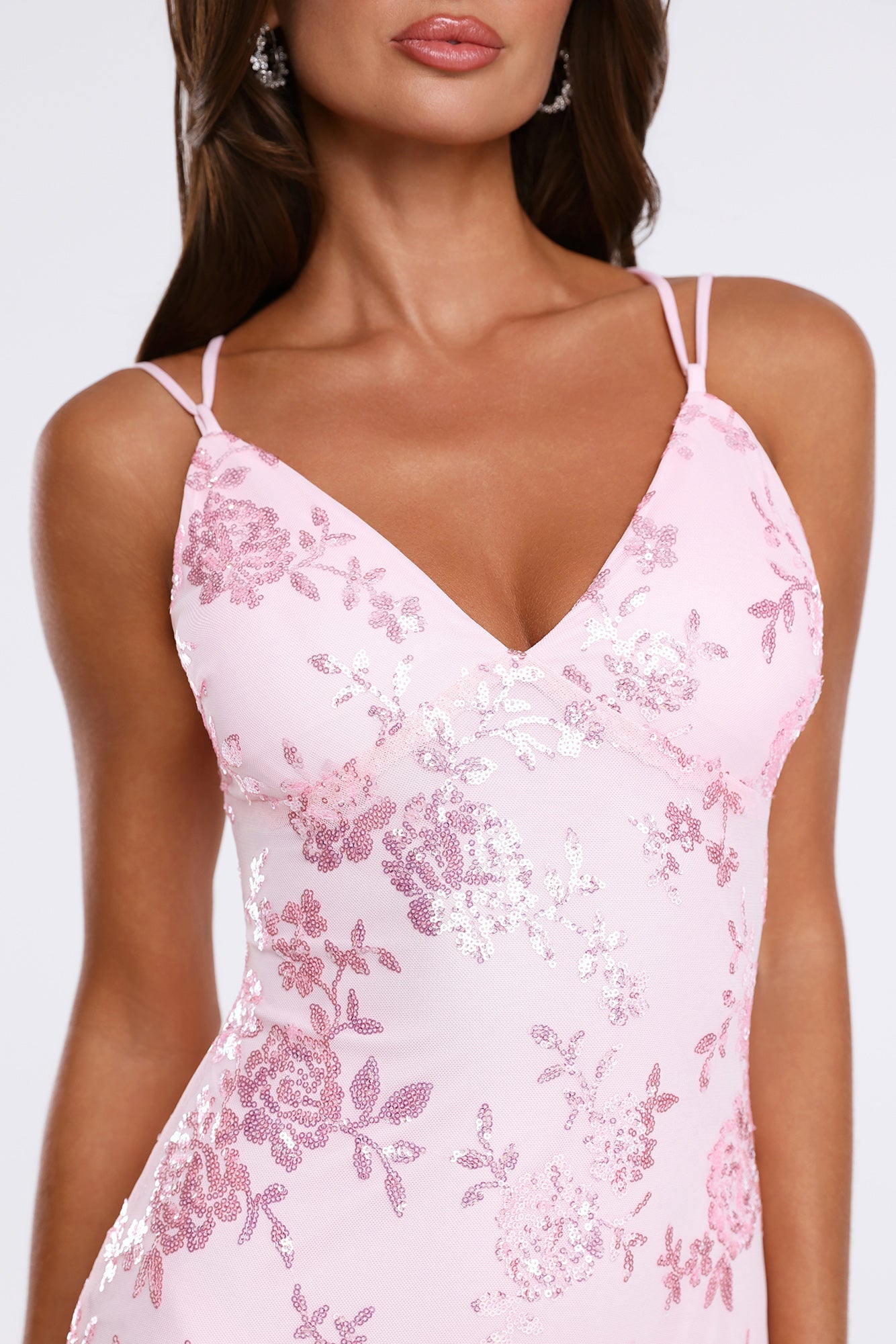 Shine All Night Sequin Lace Up Mini Dress Pink