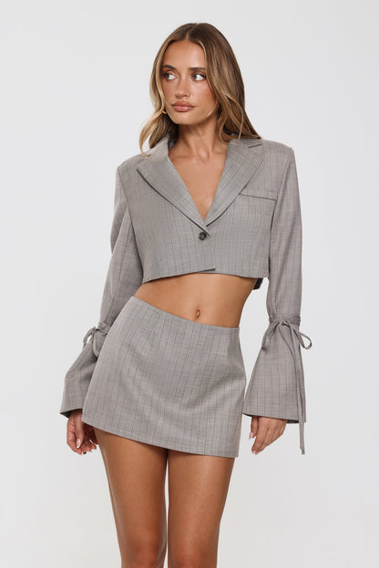 Uniform Upgrade Tailored Mini Skort Grey Pinstripe