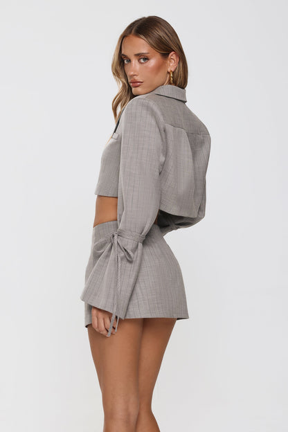 Uniform Upgrade Tailored Mini Skort Grey Pinstripe