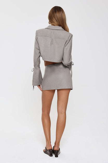 Uniform Upgrade Tailored Mini Skort Grey Pinstripe