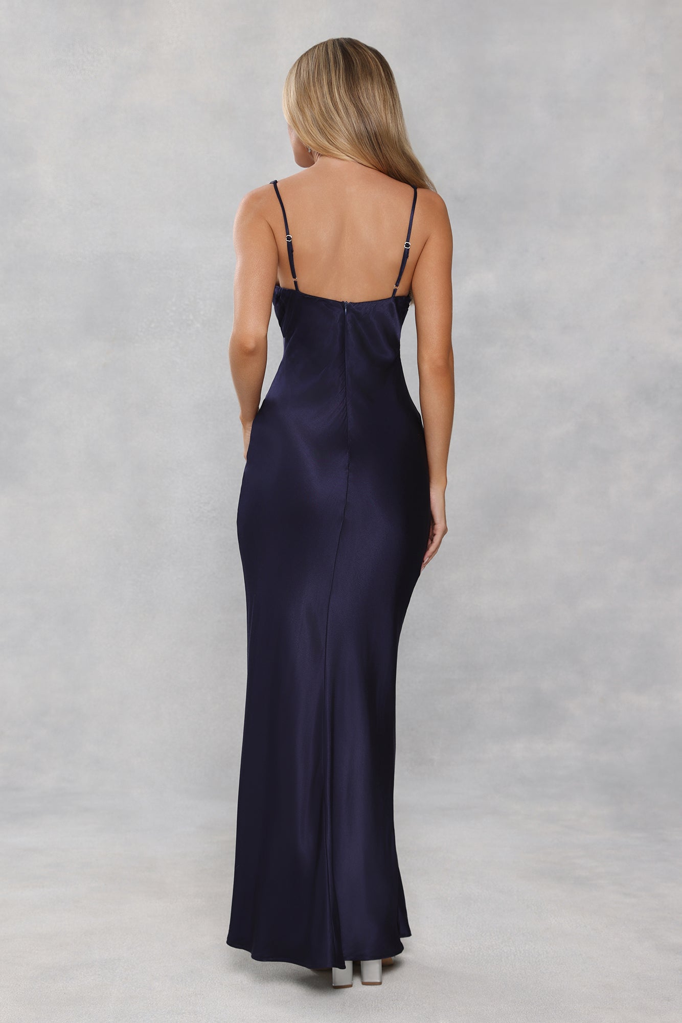 The Isabeau Satin Maxi Dress Navy