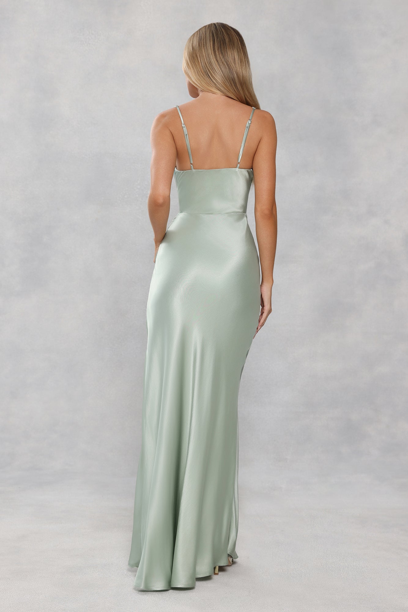 The Evelina Satin Maxi Dress Sage Green