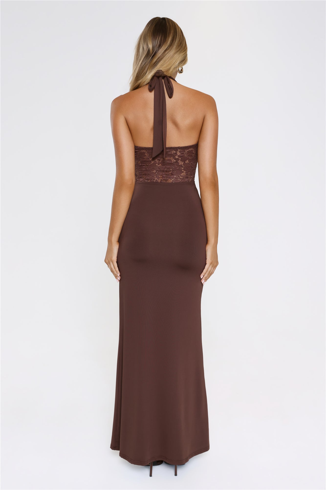 Always That Girl Halter Maxi Dress Brown
