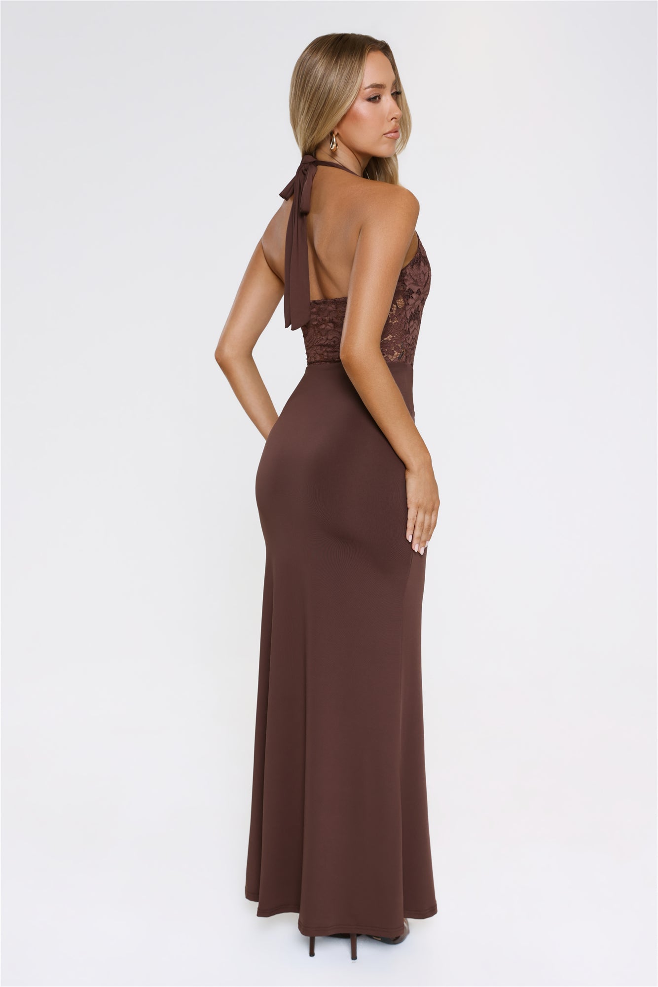 Always That Girl Halter Maxi Dress Brown