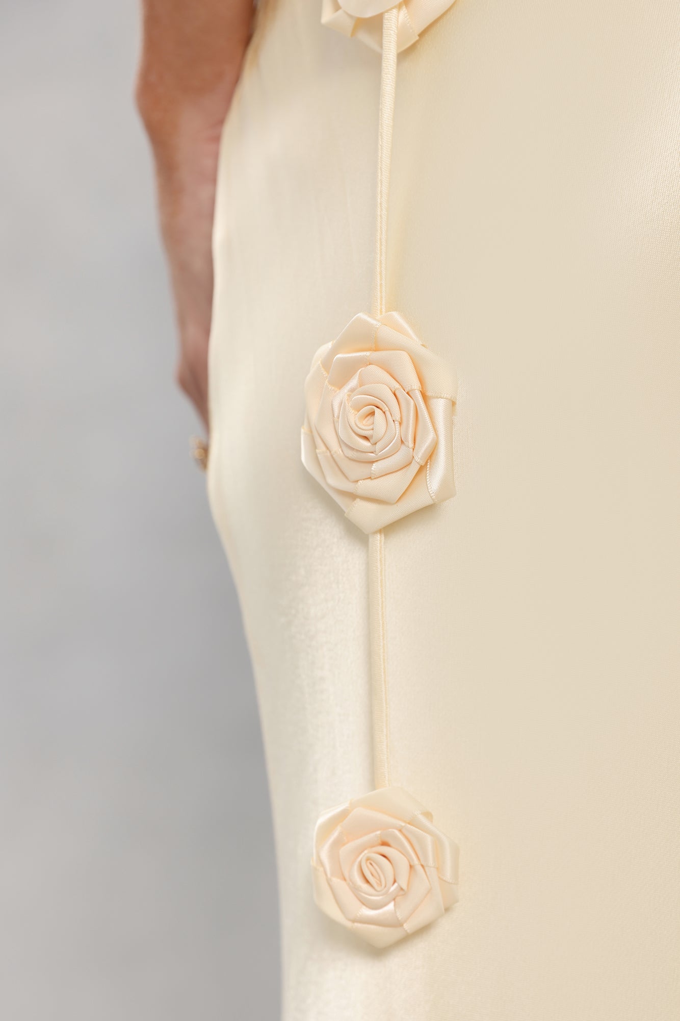 The Flora Satin Maxi Dress Yellow