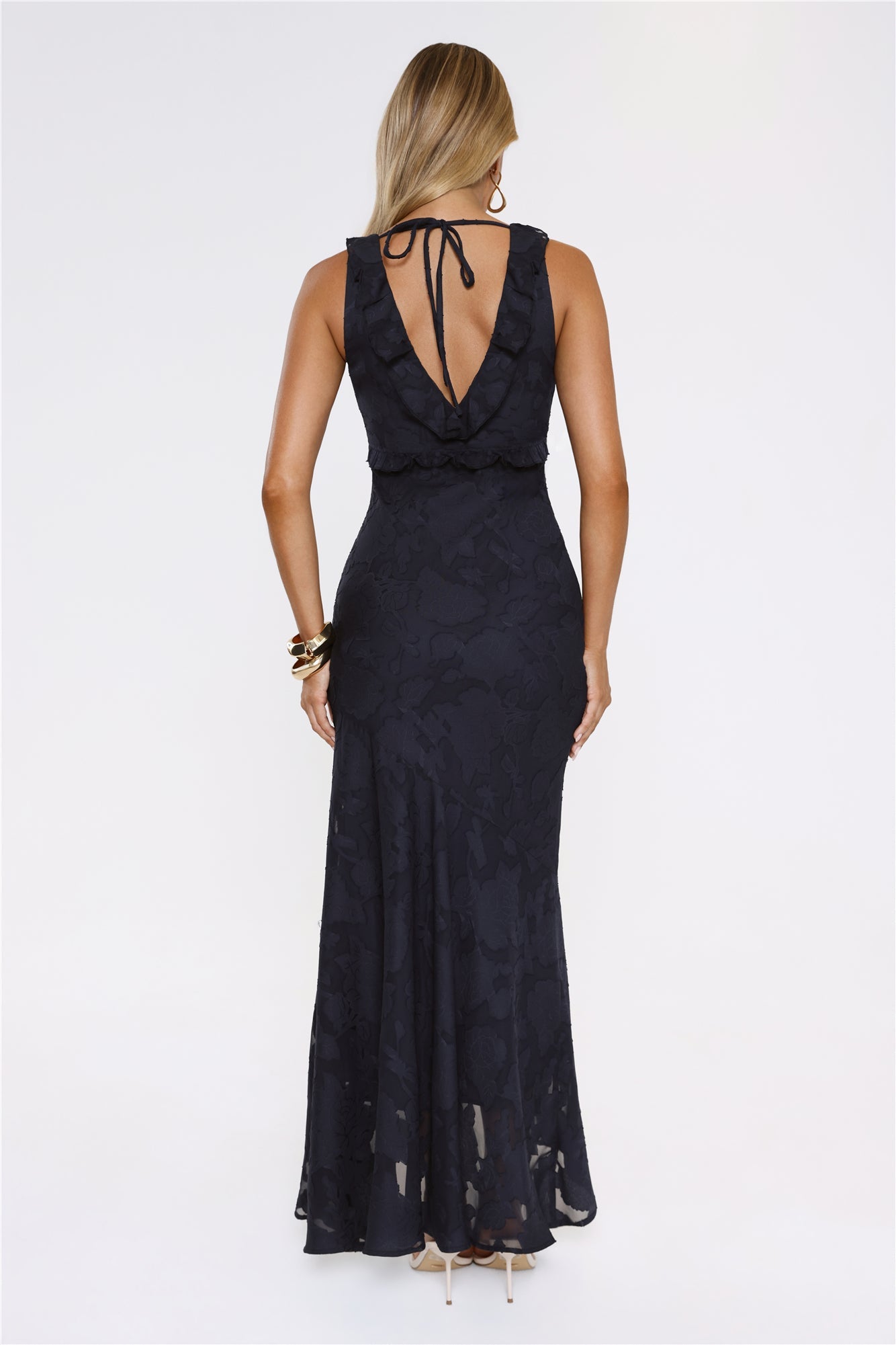 Shimmer Petal Maxi Dress Navy