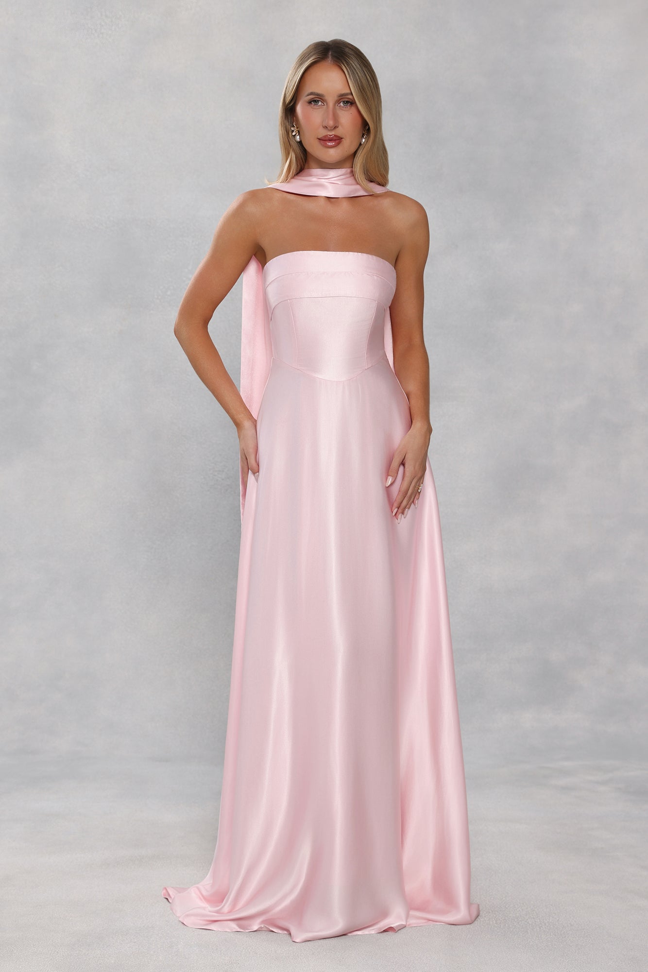 Satin Neck Scarf Light Pink