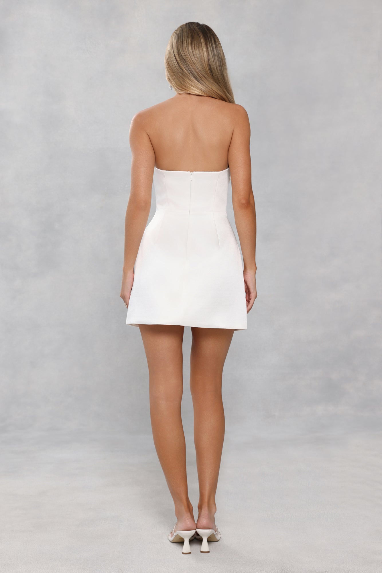 Dusk Desire Strapless Embellished Mini Dress White