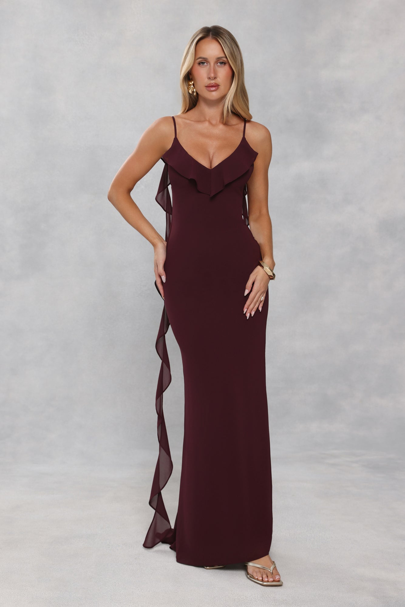 Pop Of Drama Maxi Dress Chocolate
