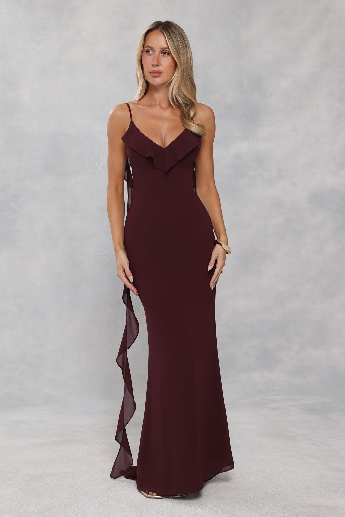 Pop Of Drama Maxi Dress Chocolate