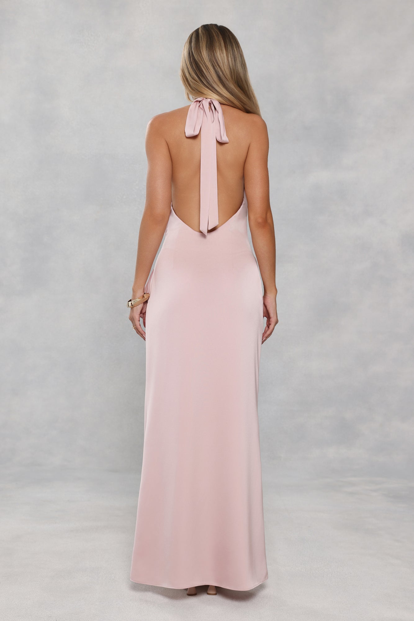 Rosé All Day Halter Satin Maxi Dress Pink