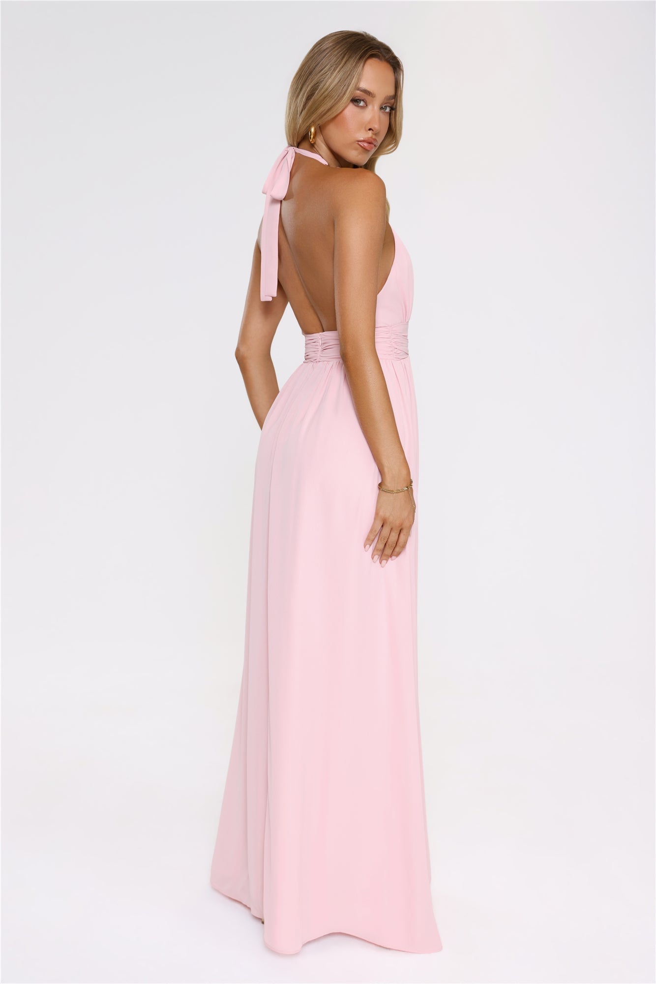 Eternal Coastline Halter Maxi Dress Pink