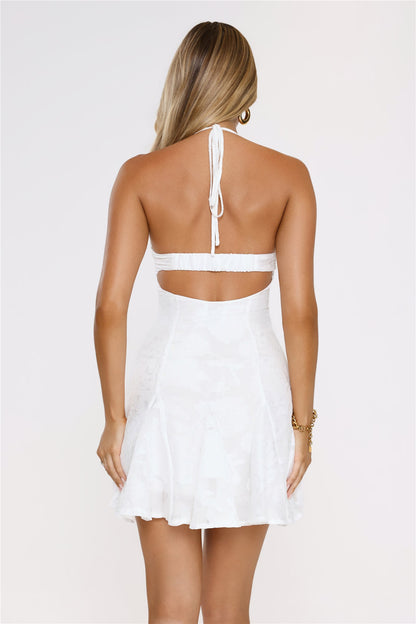 Stay Shining Halter Mini Dress White