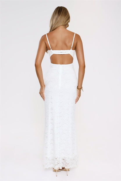 Moonlit Veil Lace Maxi Dress White