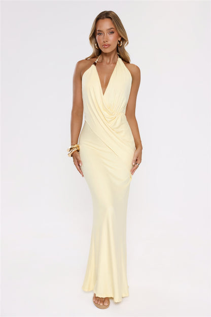 Catch Me Glowing Halter Maxi Dress Yellow