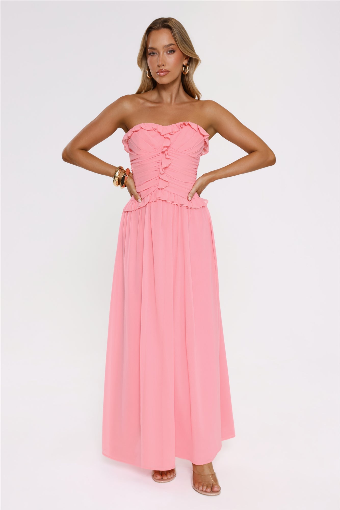 Hour Whispers Strapless Maxi Dress Pink
