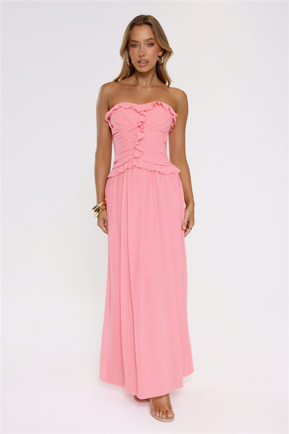 Hour Whispers Strapless Maxi Dress Pink