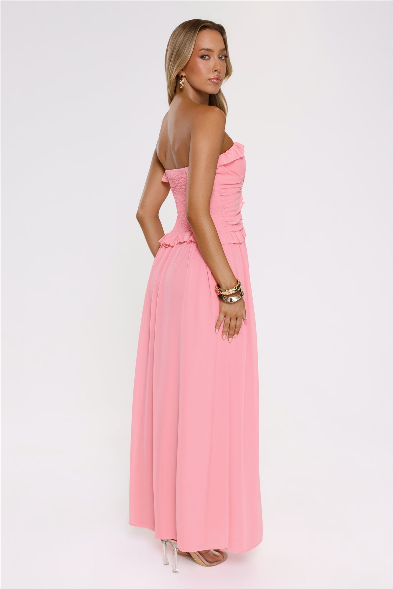 Hour Whispers Strapless Maxi Dress Pink