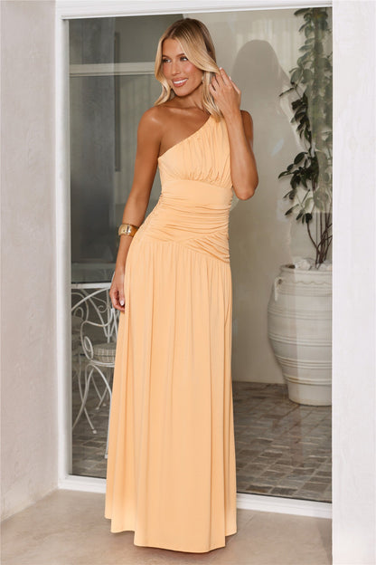 Secret Dazzle One Shoulder Maxi Dress Orange