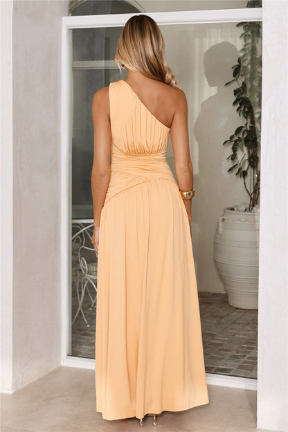 Secret Dazzle One Shoulder Maxi Dress Orange