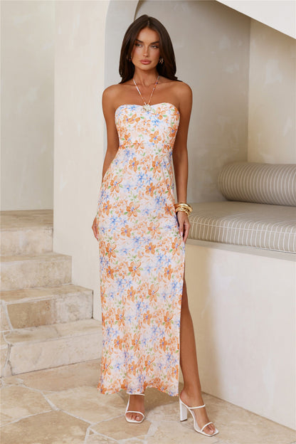 Exotic Hour Halter Maxi Dress Orange