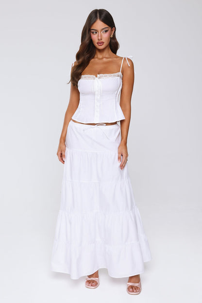 Surfside Glow Maxi Skirt White