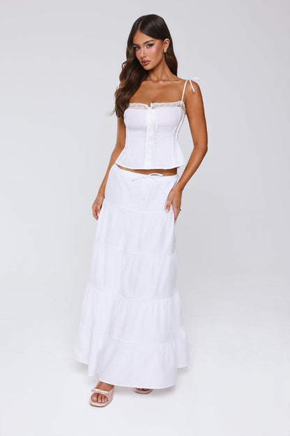 Surfside Glow Maxi Skirt White