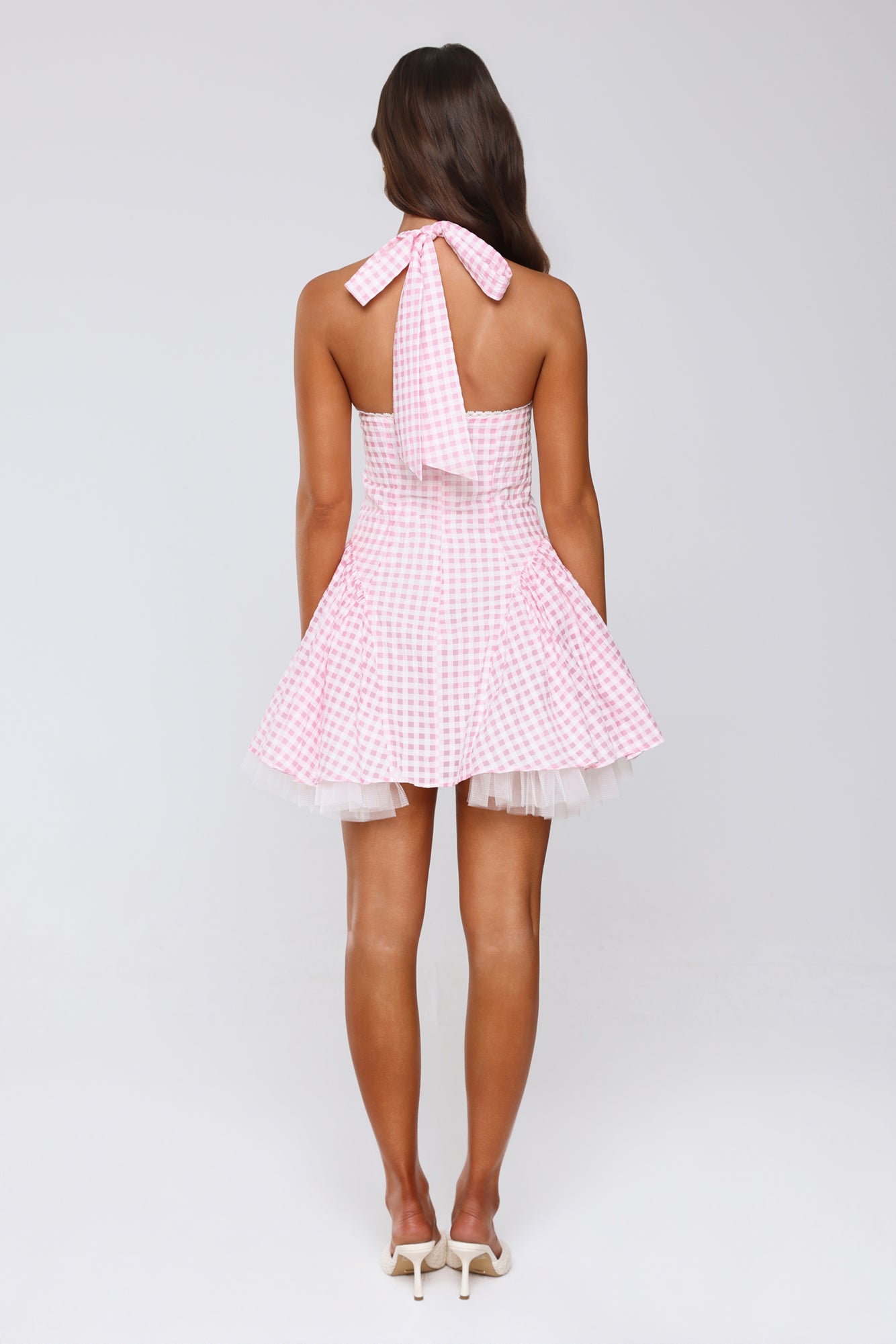 Enchanted Lily Gingham Mini Dress Blush