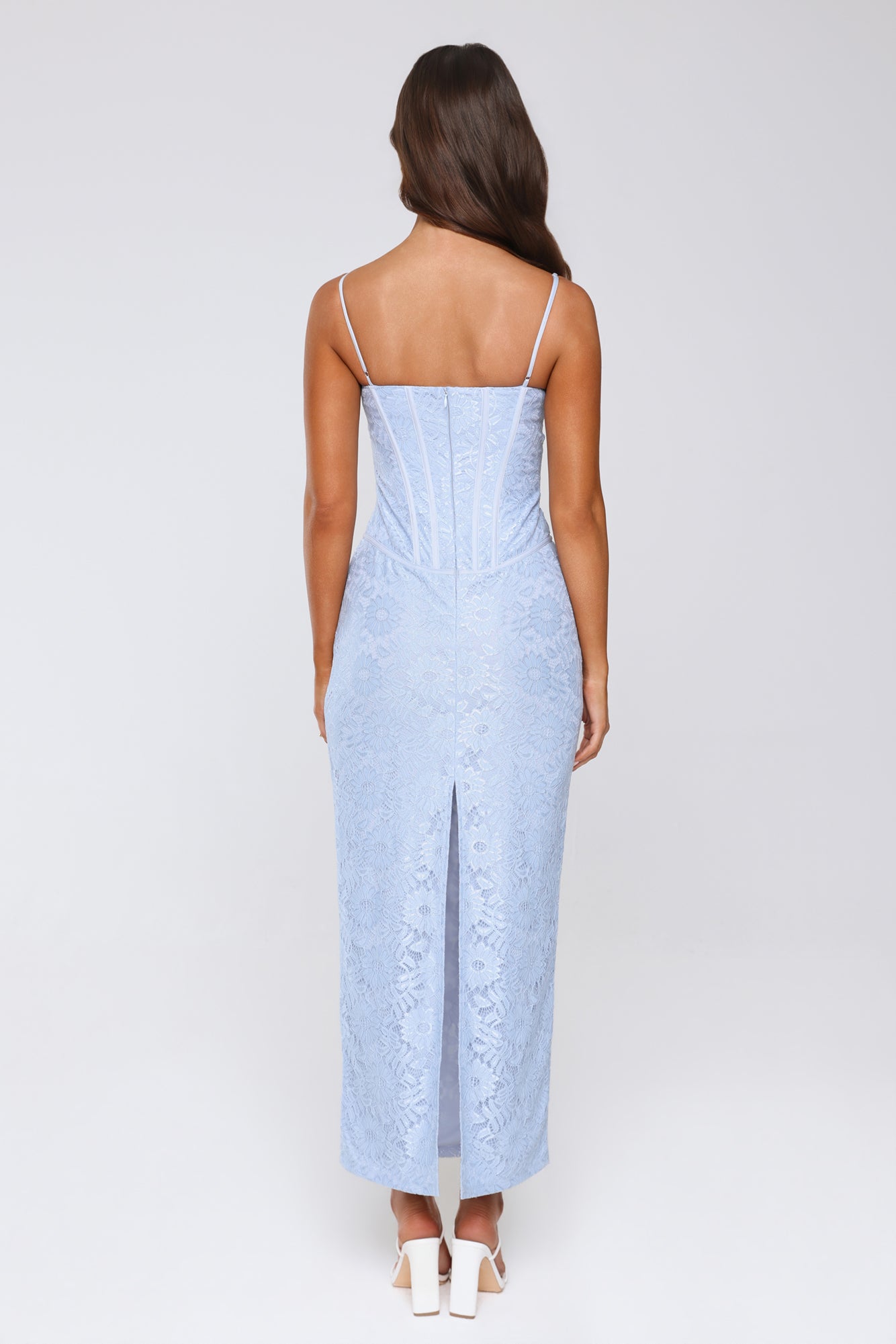 Fashionably Sleek Corset Maxi Dress Blue
