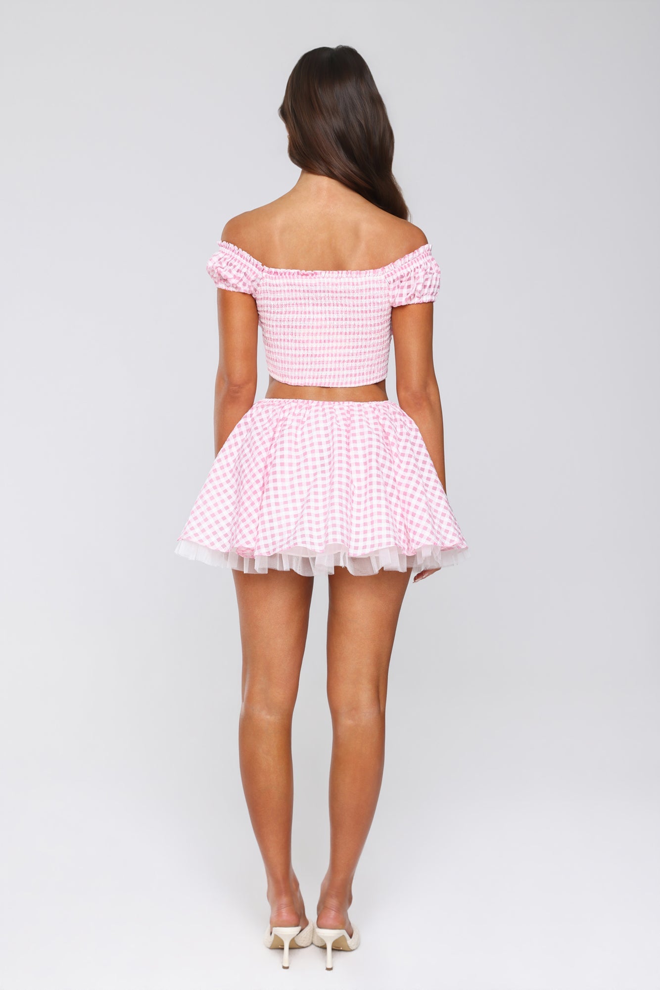 Candlelit Lovers Gingham Mini Skirt Blush